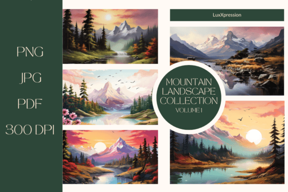 Download Mountain Landscape Paintings Bundle - Paintings Collection